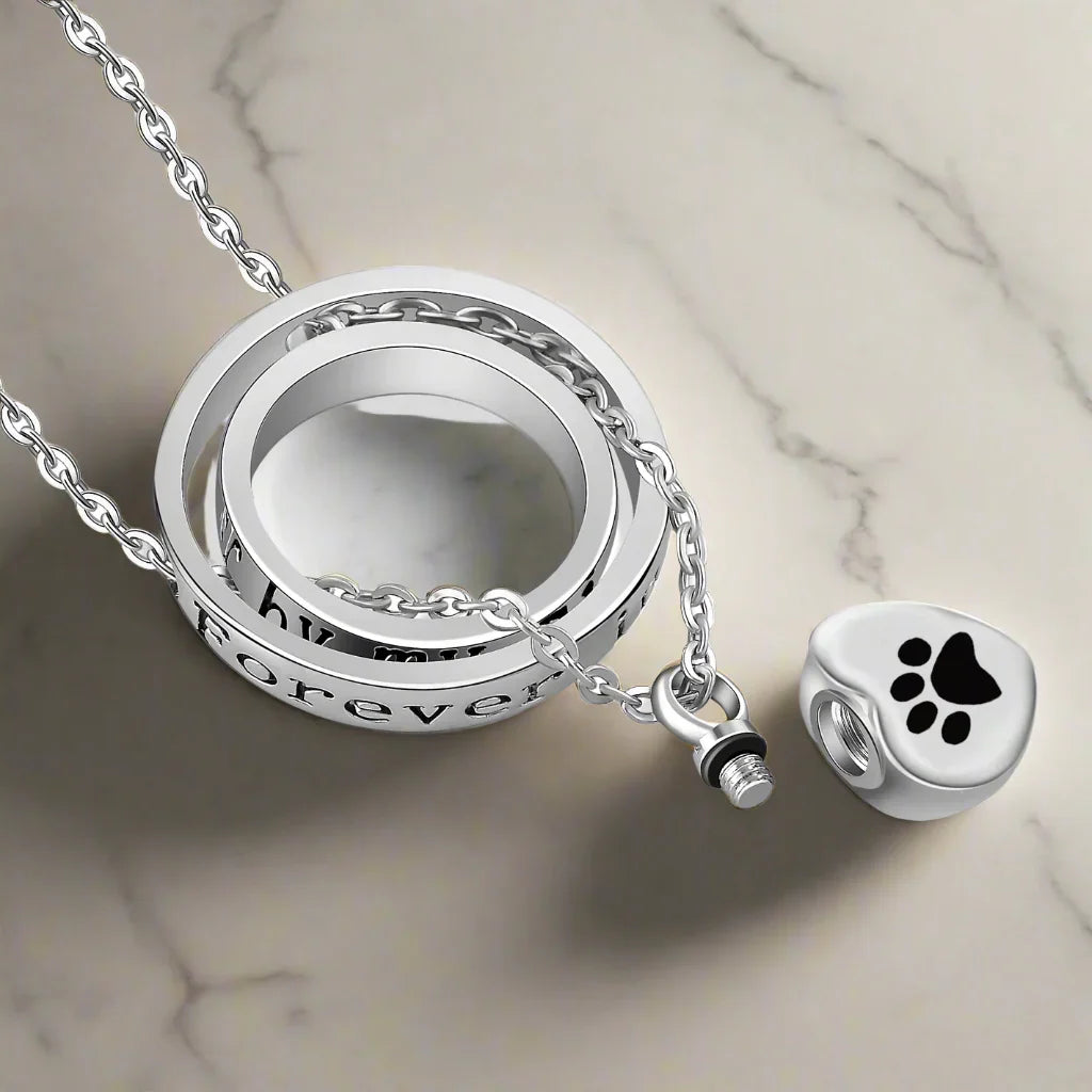 "No Longer By My Side, Forever In My Heart" – Stainless Steel Urn Paw Necklace | Last Day 80% Off!