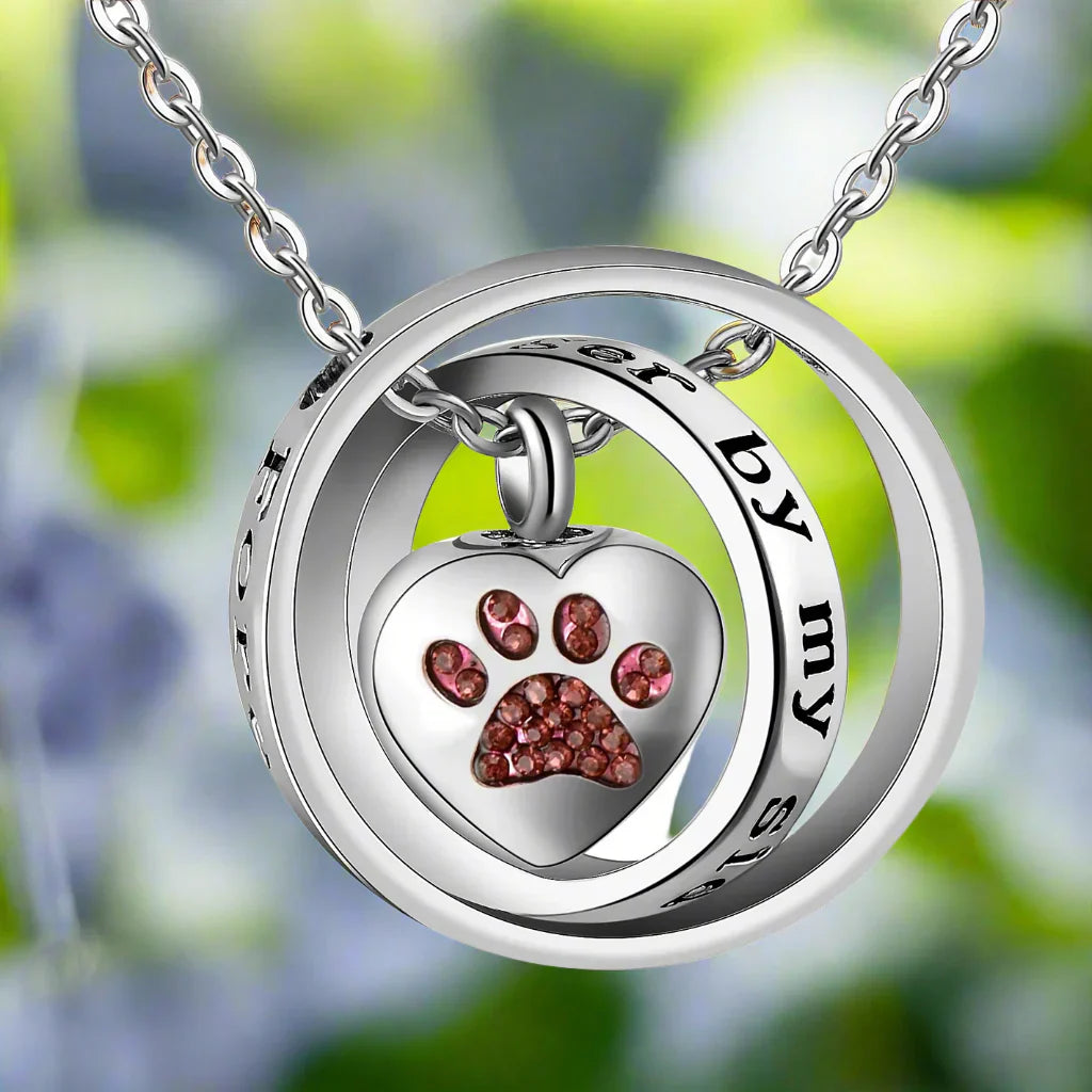 "No Longer By My Side, Forever In My Heart" – Stainless Steel Urn Paw Necklace | Last Day 80% Off!