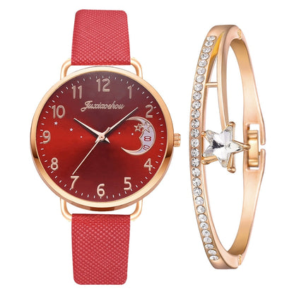 Moon Numbers Dial Watch and Bracelets Set | Last day 80% off!