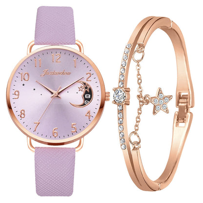 Moon Numbers Dial Watch and Bracelets Set | Last day 80% off!
