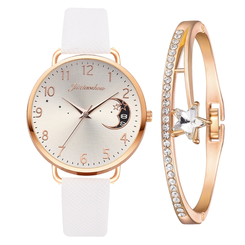 Moon Numbers Dial Watch and Bracelets Set | Last day 80% off!