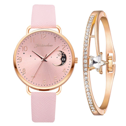 Moon Numbers Dial Watch and Bracelets Set | Last day 80% off!