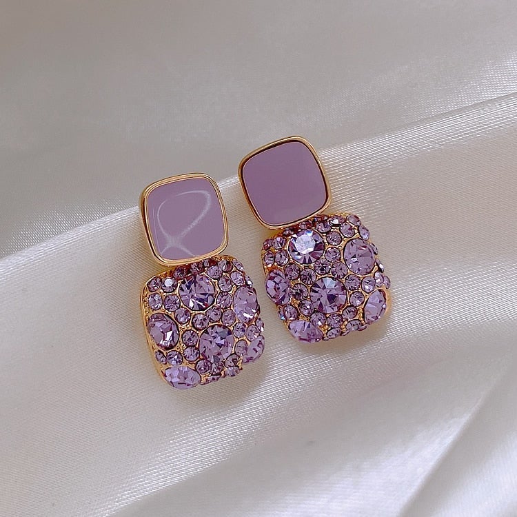 Luxury Purple Earrings with Zirconia Inlay | Last day 80% off!