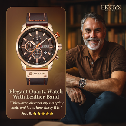 Elegant Quartz Watch with Leather Strap™ by Wilson | Last Day 80% Off!