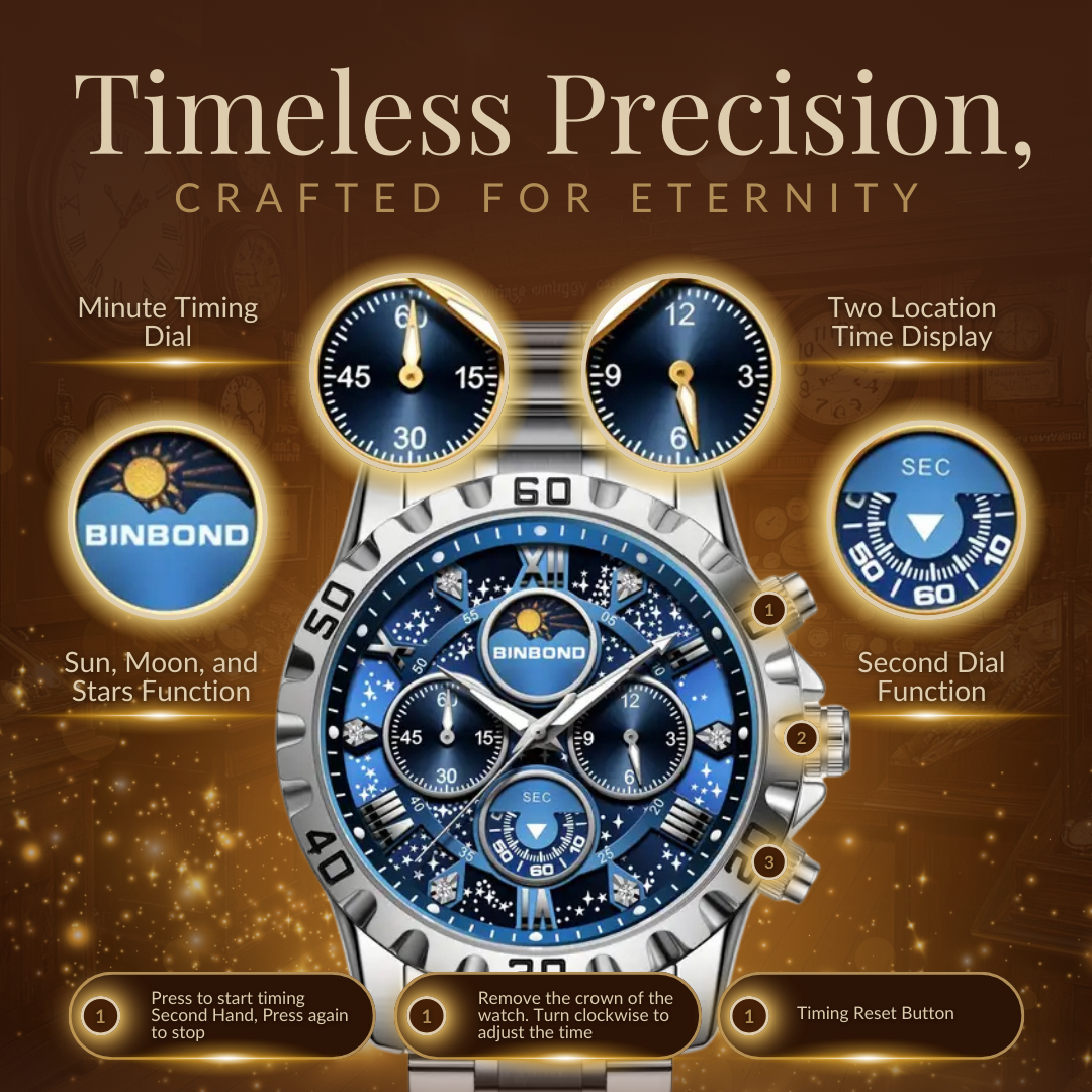 Luxury Chronograph Watch with Metal Band | Last day 80% off!