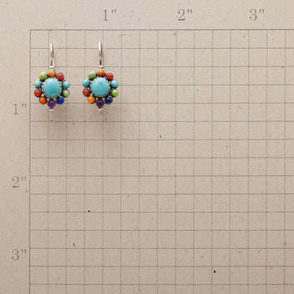 Multicoloured Turquoise Round Earrings | Last day 80% off!