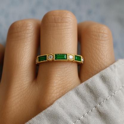 Green Inlaid Zirconia Gold Ring | Last Day 80% Off!