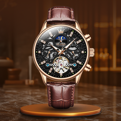 Automatic Mechanical Watch with Leather Strap™ - Wilson | Last Day 80% Off!