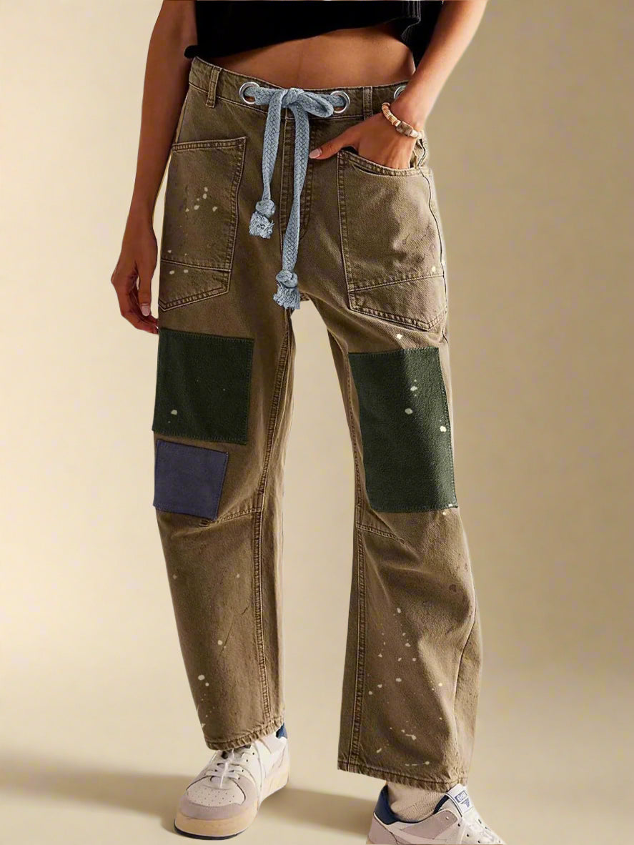 Felixa - Wide Leg Patchwork Denim Pants With I Last Day 80% Discount!