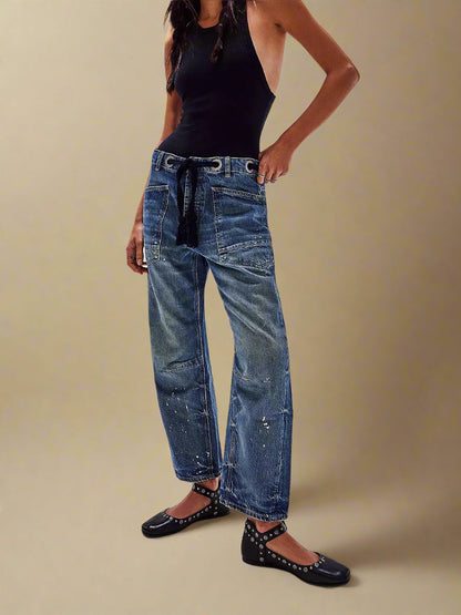 Felixa - Wide Leg Patchwork Denim Pants With I Last Day 80% Discount!