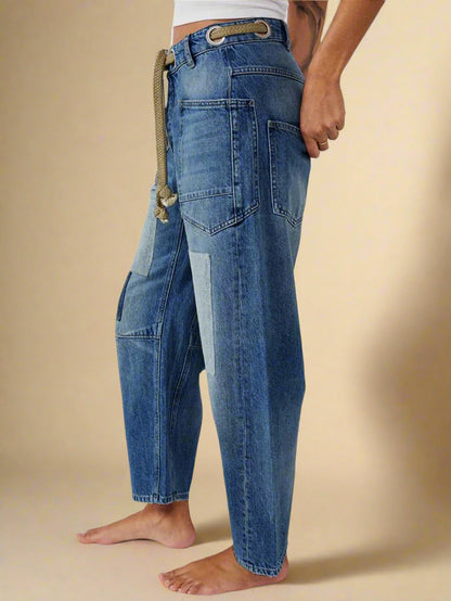 Felixa - Wide Leg Patchwork Denim Pants With I Last Day 80% Discount!