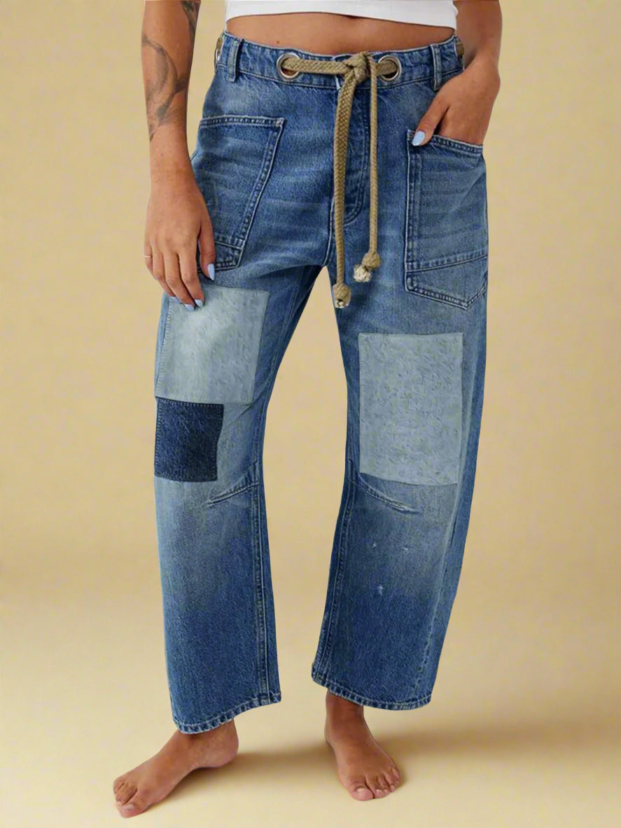 Felixa - Wide Leg Patchwork Denim Pants With I Last Day 80% Discount!