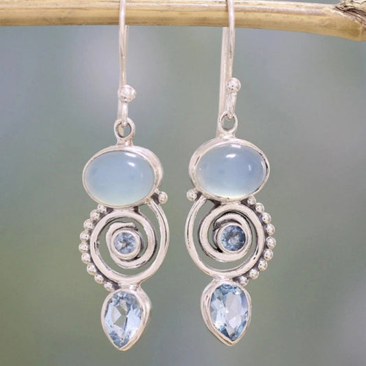 Exclusive Vintage Silver Moonstone Earrings | Last Day 80% Off!