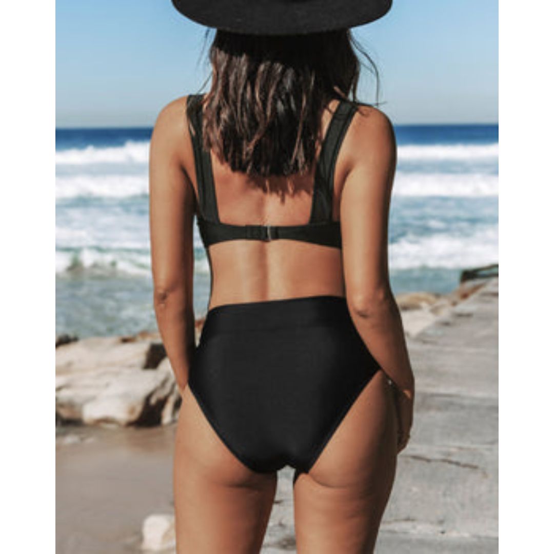 Hilde - Solid High Waist Swimsuit | Last Day 80% Off!