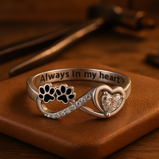 Zirconia Paw Ring with Heart and Infinity Design | Last Day 80% Off!