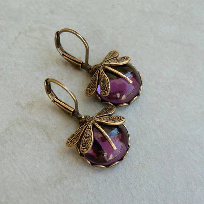 Spherical Dragonfly Earrings in Antique Gold | Last day 80% off!