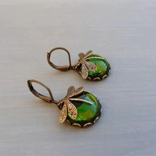 Spherical Dragonfly Earrings in Antique Gold | Last day 80% off!