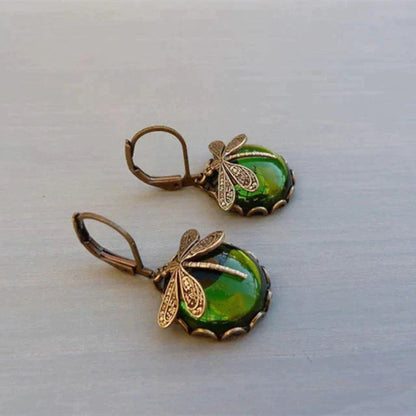 Spherical Dragonfly Earrings in Antique Gold | Last day 80% off!