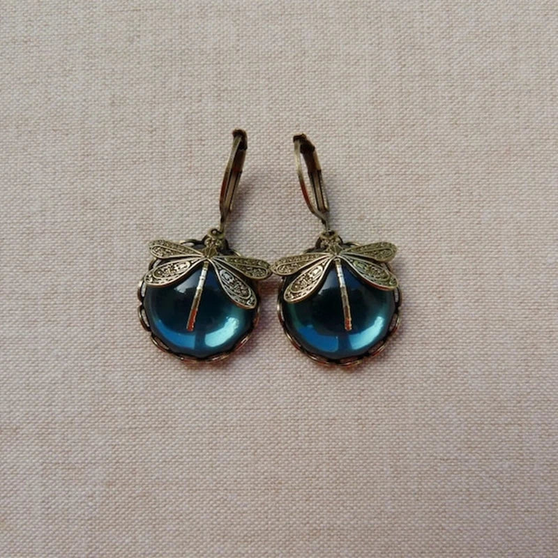 Spherical Dragonfly Earrings in Antique Gold | Last day 80% off!