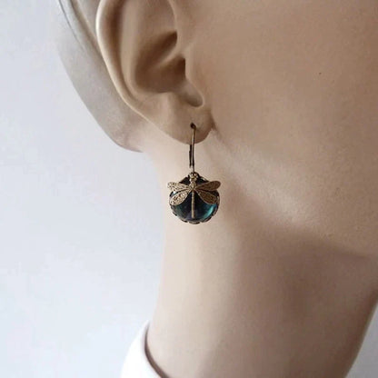 Spherical Dragonfly Earrings in Antique Gold | Last day 80% off!