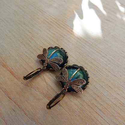 Spherical Dragonfly Earrings in Antique Gold | Last day 80% off!