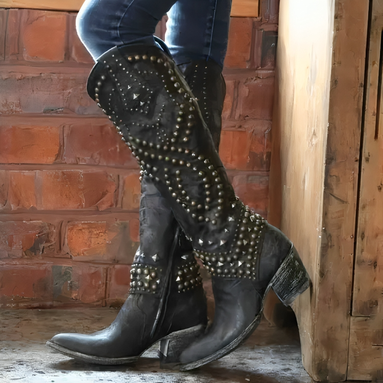 Mary | Western Knee-High Boots | Last Day 80% Off!