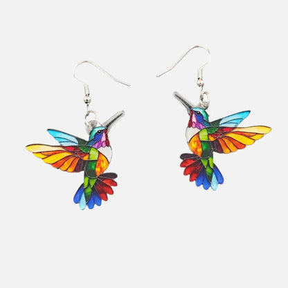 Acrylic Hummingbird Dangle Earrings – Bright 2D Bird Design | Last Day 80% Off!