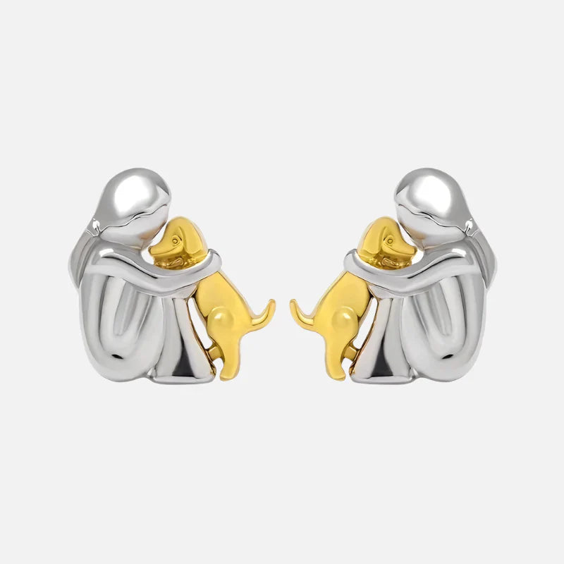 Silver and Gold Two-Tone Hug Earrings | Last Day 80% Off!