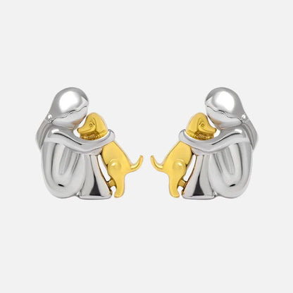 Silver and Gold Two-Tone Hug Earrings | Last Day 80% Off!