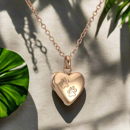 Pet Memorial Urn Necklace – Heart-Shaped Pendant with Paw Engraving | Last Day 80% Off!