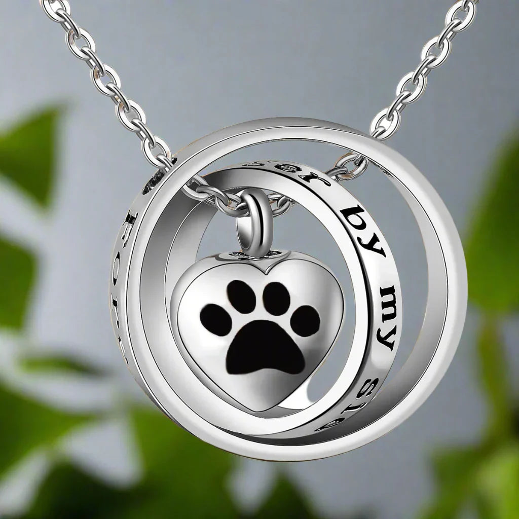 "No Longer By My Side, Forever In My Heart" – Stainless Steel Urn Paw Necklace | Last Day 80% Off!
