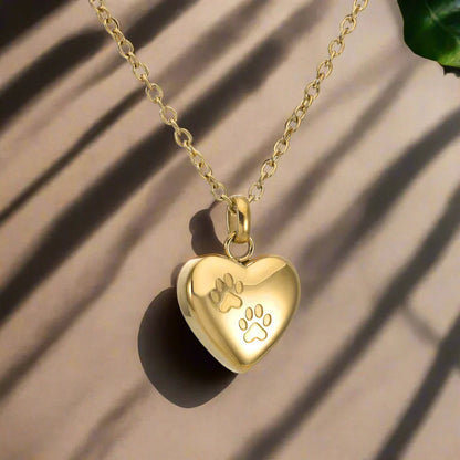 Pet Memorial Urn Necklace – Heart-Shaped Pendant with Paw Engraving | Last Day 80% Off!