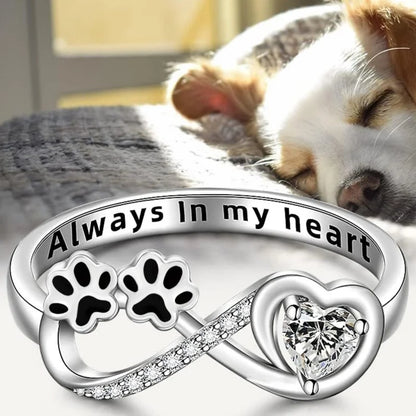 Zirconia Paw Ring with Heart and Infinity Design | Last Day 80% Off!