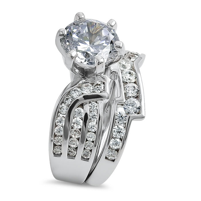Sterling Silver CZ Engagement Ring Set | Last day 80% off!
