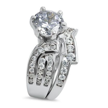 Sterling Silver CZ Engagement Ring Set | Last day 80% off!