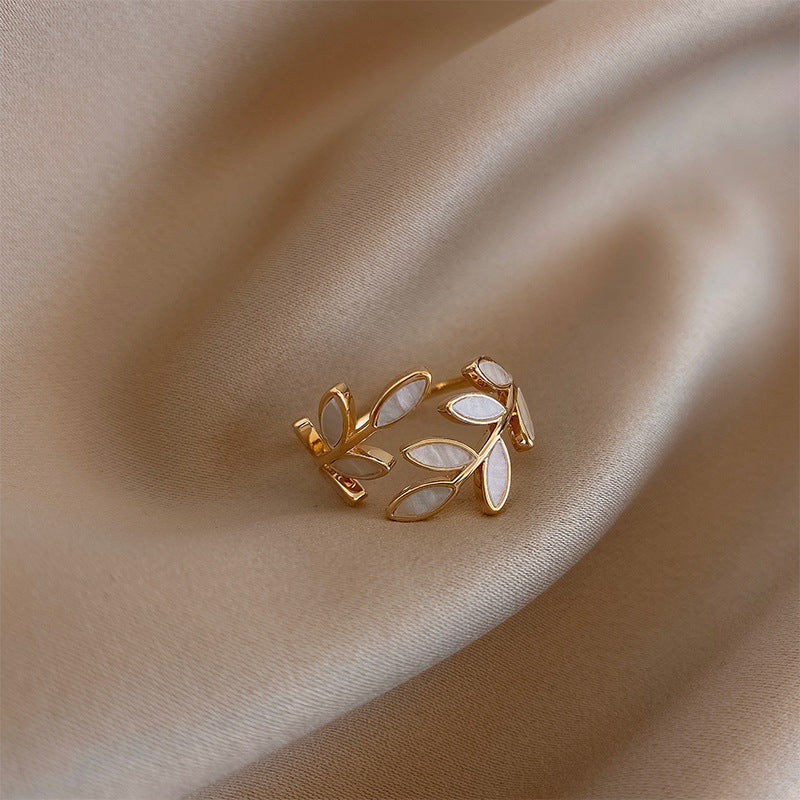 Pure - White Opal Leaf Adjustable Ring | Last Day 80% Off!