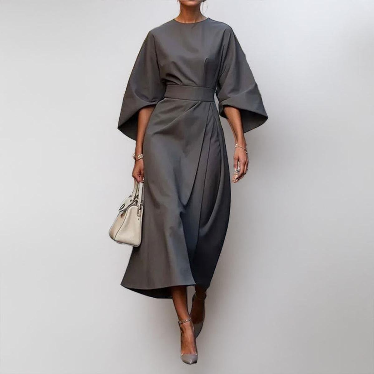 Eldra | Satin Feel Batwing Sleeve Maxi Dress | Last Day 80% Off!