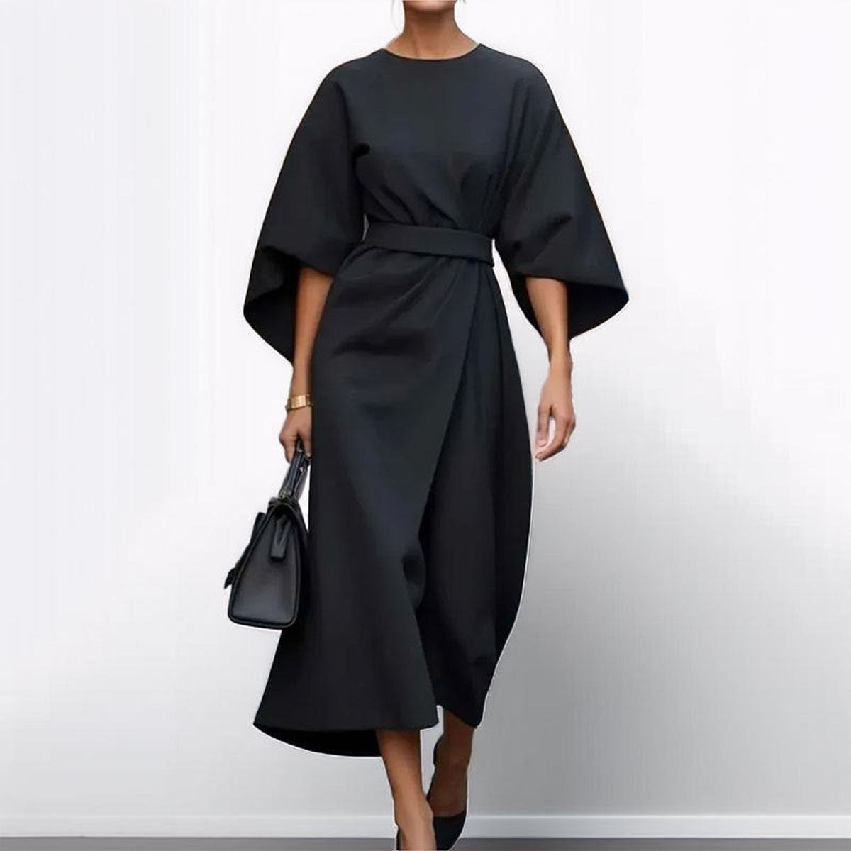 Eldra | Satin Feel Batwing Sleeve Maxi Dress | Last Day 80% Off!