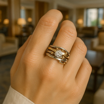 Royal - Vintage Gold Inlaid Zirconia Ring | Last Day 80% Off!