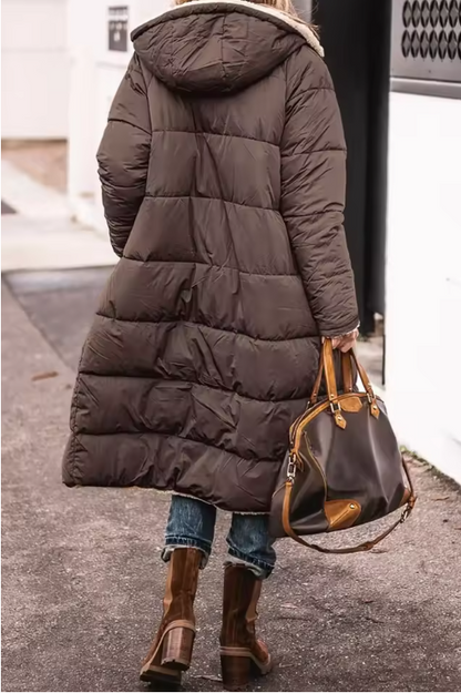 Women's Reversible Sherpa Fleece Hooded Puffer Coat Last day 80% off!