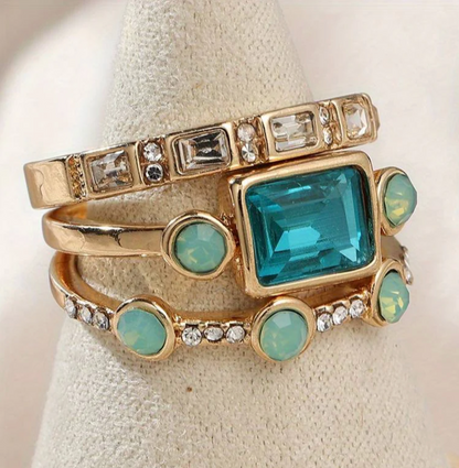Ocean - Vintage Crystal Ring Set | Last Day 80% Off!