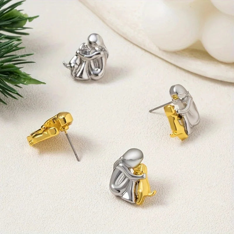 Silver and Gold Two-Tone Hug Earrings | Last Day 80% Off!