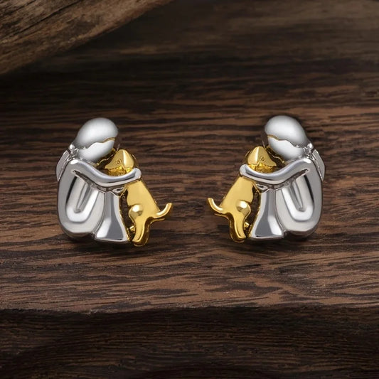 Silver and Gold Two-Tone Hug Earrings | Last Day 80% Off!