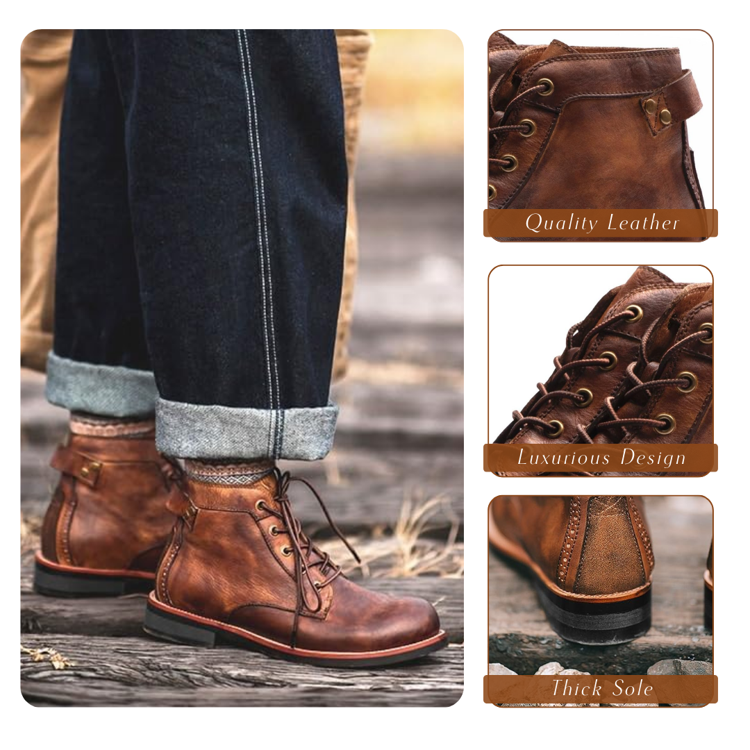 Mark | Classic retro leather boots for men | Last day 80% off!