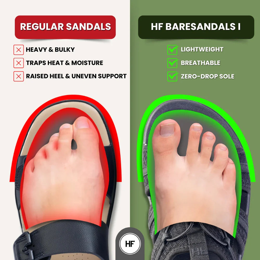 HF Baresandals I - Ergonomic Footbed & Ultra-Lightweight Barefoot Sandals (Buy 1 pair, get 1 pair free)