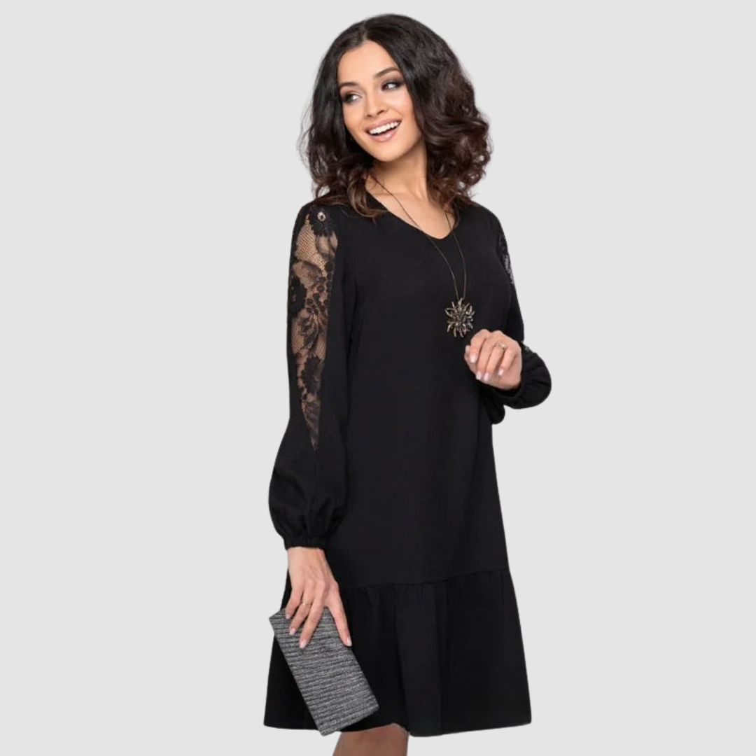 Lowri Quinn | Lace-Sleeve Midi Dress | Last Day 80% Off!