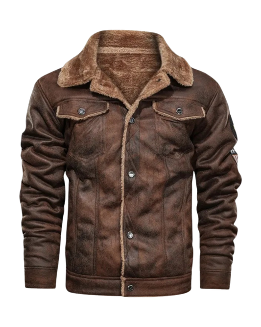 Elegant Warm Fleece Leather Jacket | Last Day 80% Off!