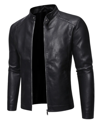 Standing Collar Leather Jacket | Last Day 80% Off!