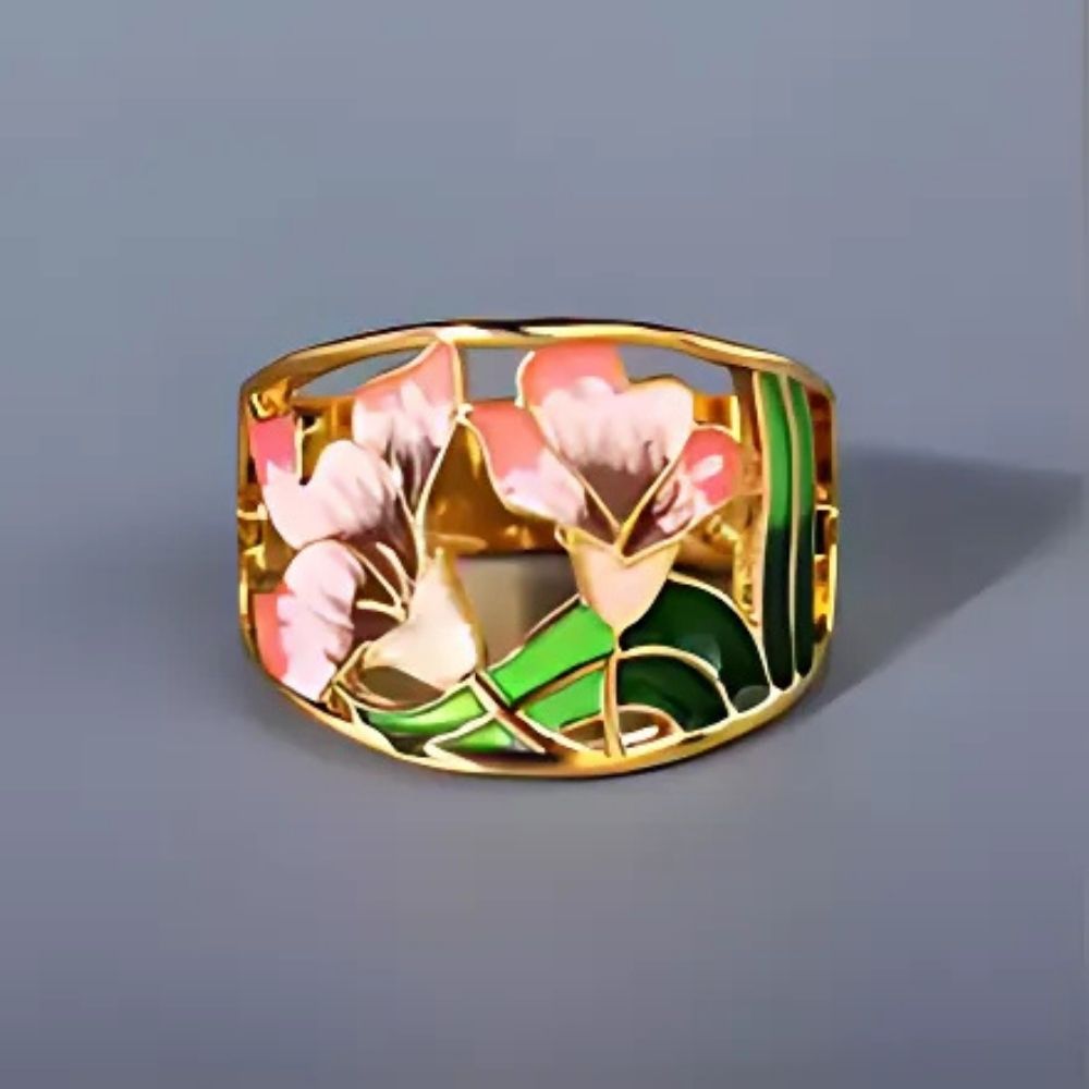 Flora Bloom Ring – Gold Enamel Band | Last Day 80% Off!