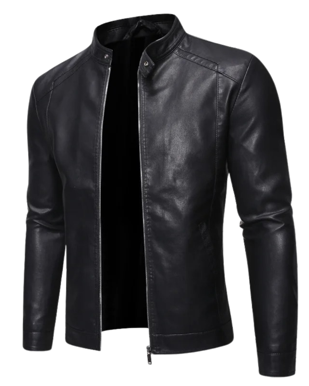 Standing Collar Leather Jacket | Last Day 80% Off!